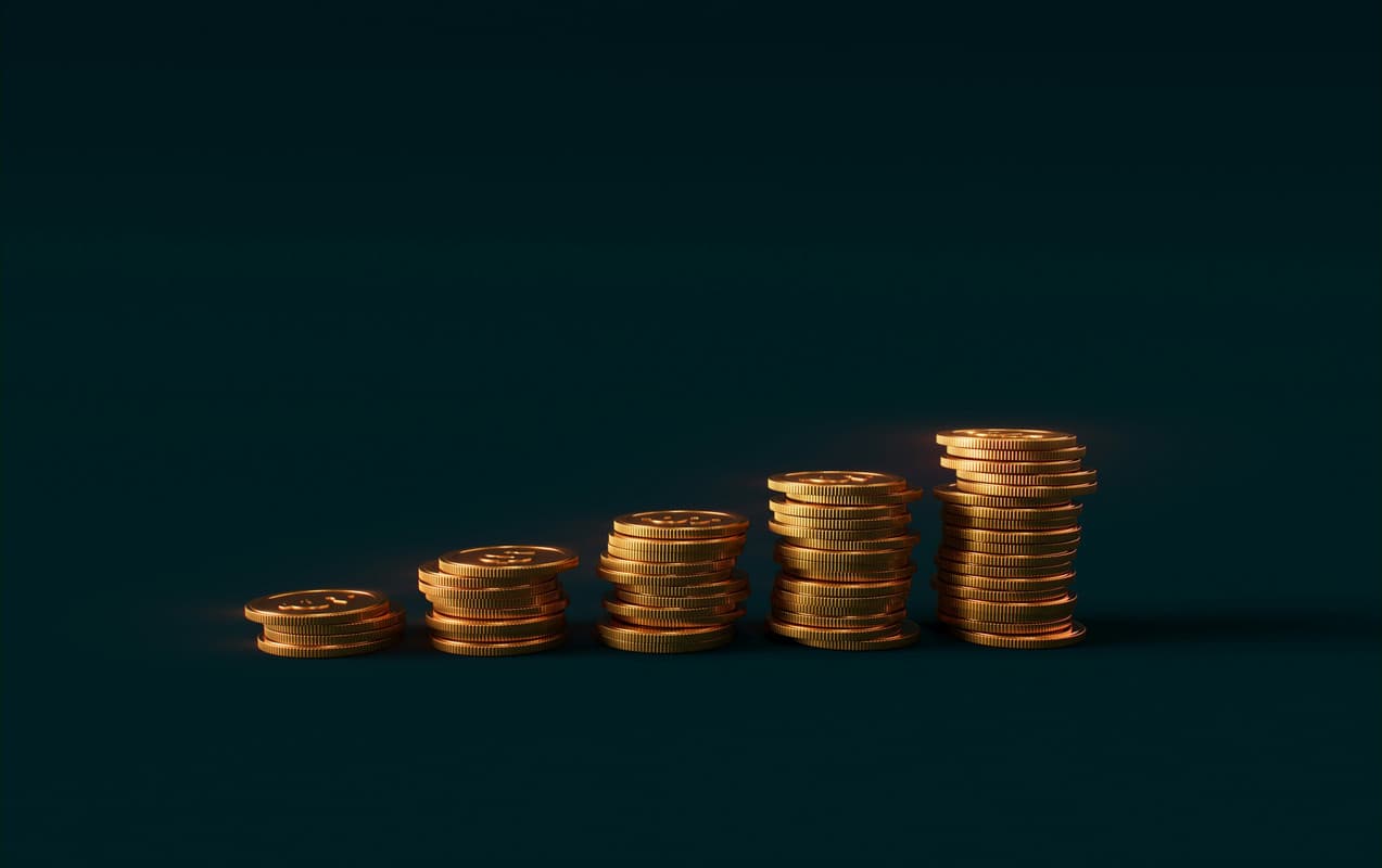 Coin stacks representing the growth of money